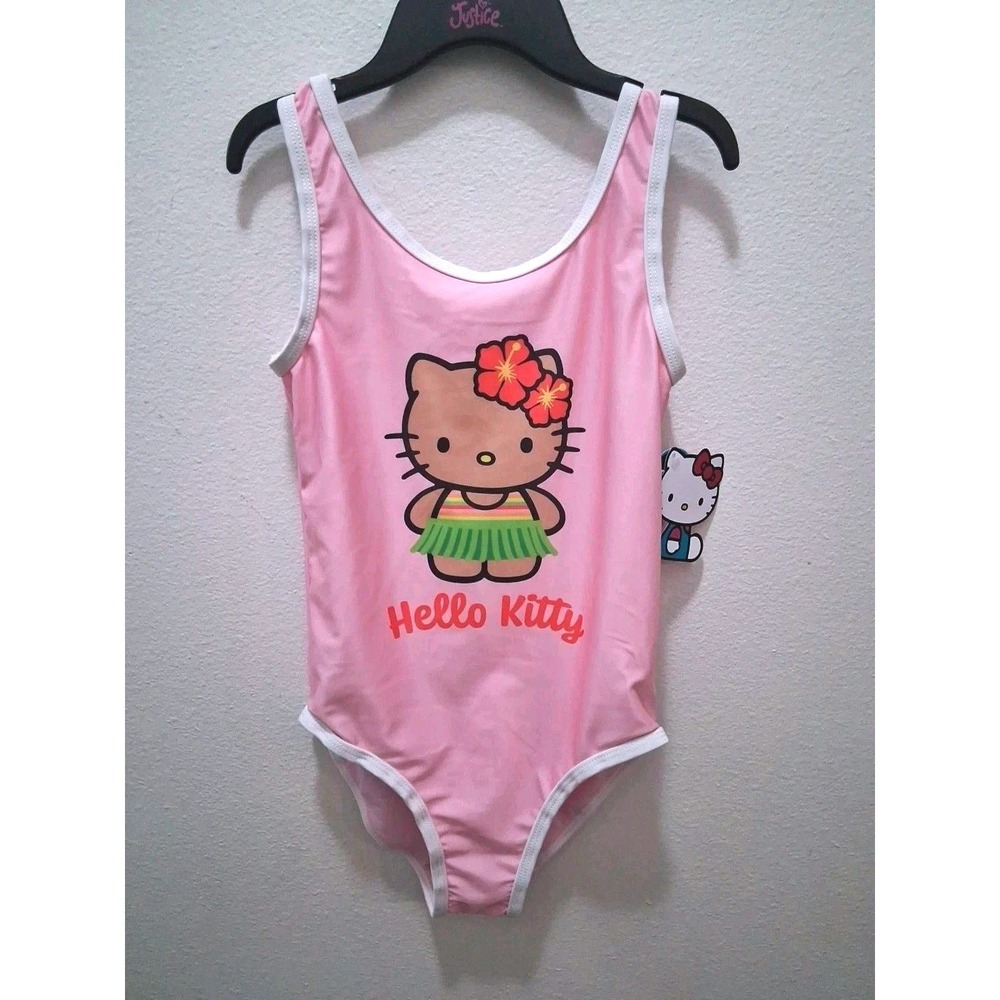 Hello Kitty Sanrio Girls Pink‎ One Piece Swimsuit Hula Sz 6/6X #26295